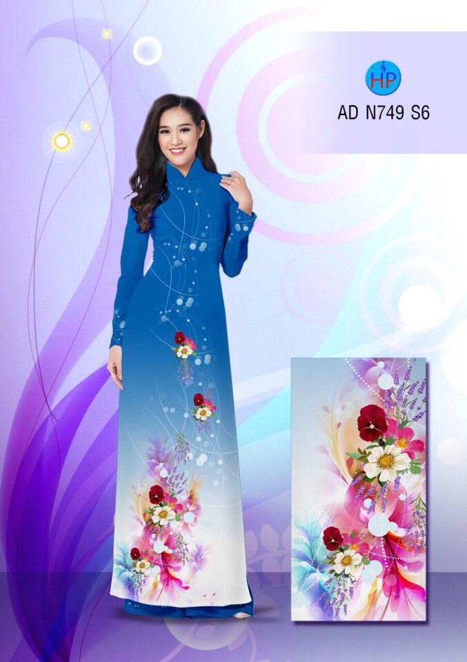 Vải áo dài hoa 3D AD N749 - Ảnh 15