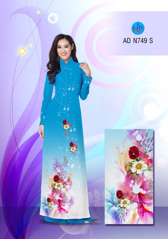 Vải áo dài hoa 3D AD N749 - Ảnh 14