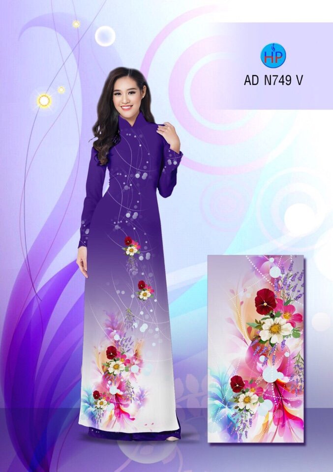 Vải áo dài hoa 3D AD N749 - Ảnh 13