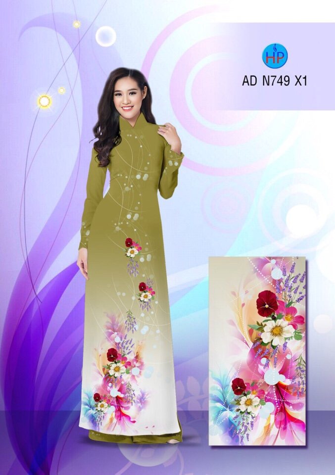 Vải áo dài hoa 3D AD N749 - Ảnh 12