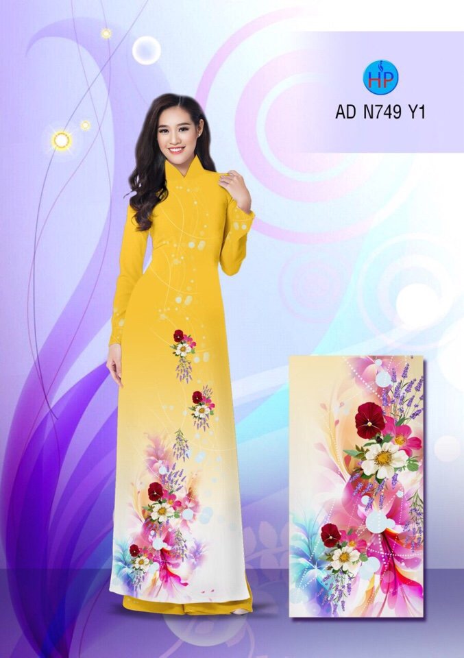 Vải áo dài hoa 3D AD N749 - Ảnh 11