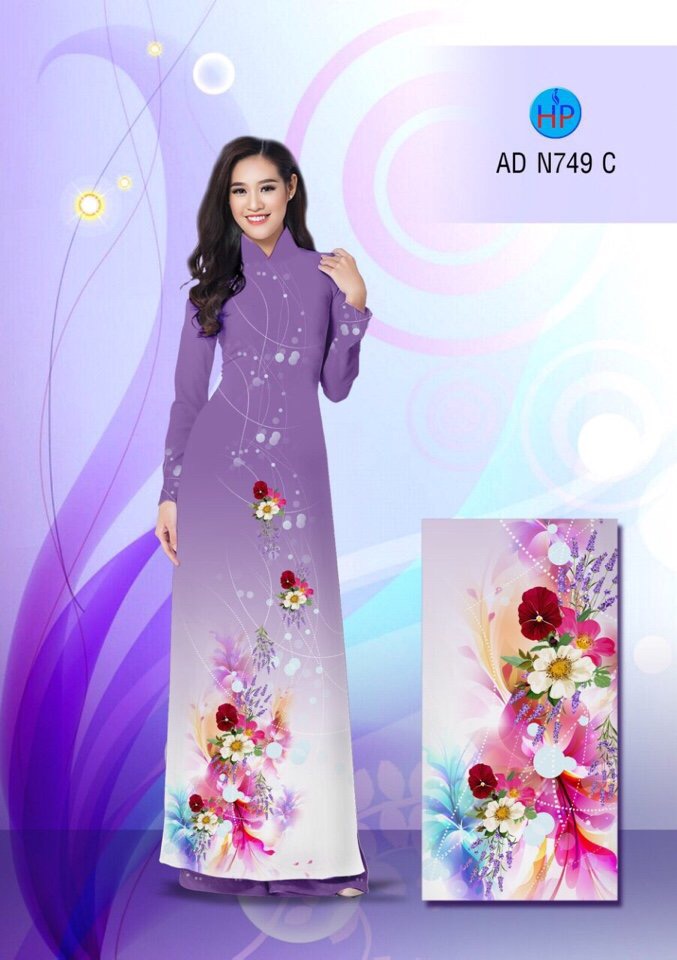 Vải áo dài hoa 3D AD N749 - Ảnh 10