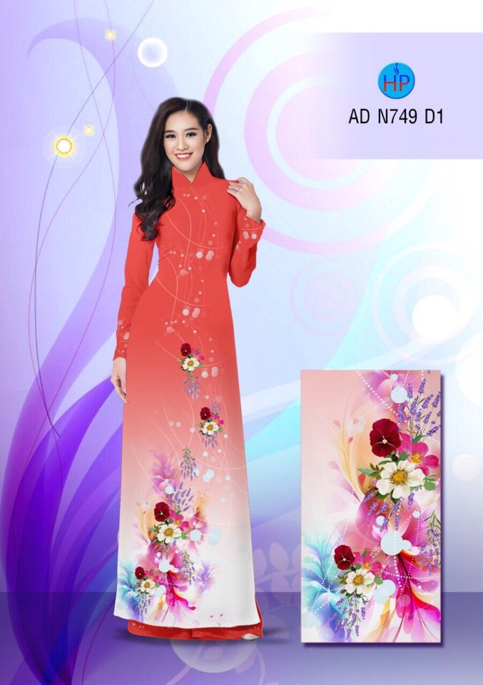 Vải áo dài hoa 3D AD N749 - Ảnh 9
