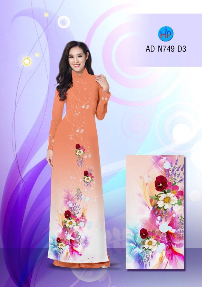 Vải áo dài hoa 3D AD N749 - Ảnh 8