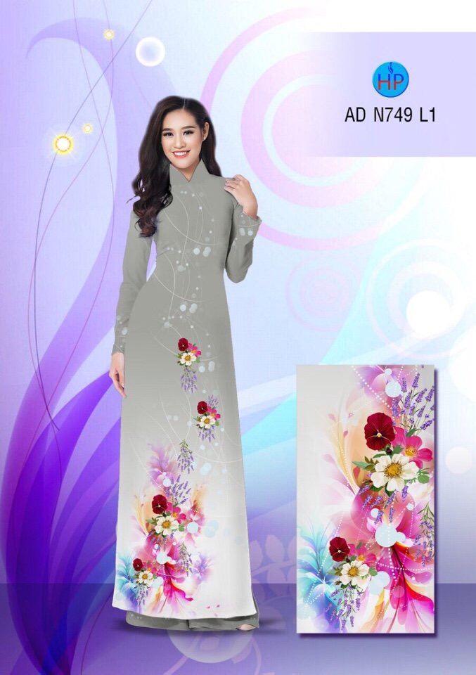 Vải áo dài hoa 3D AD N749 - Ảnh 7