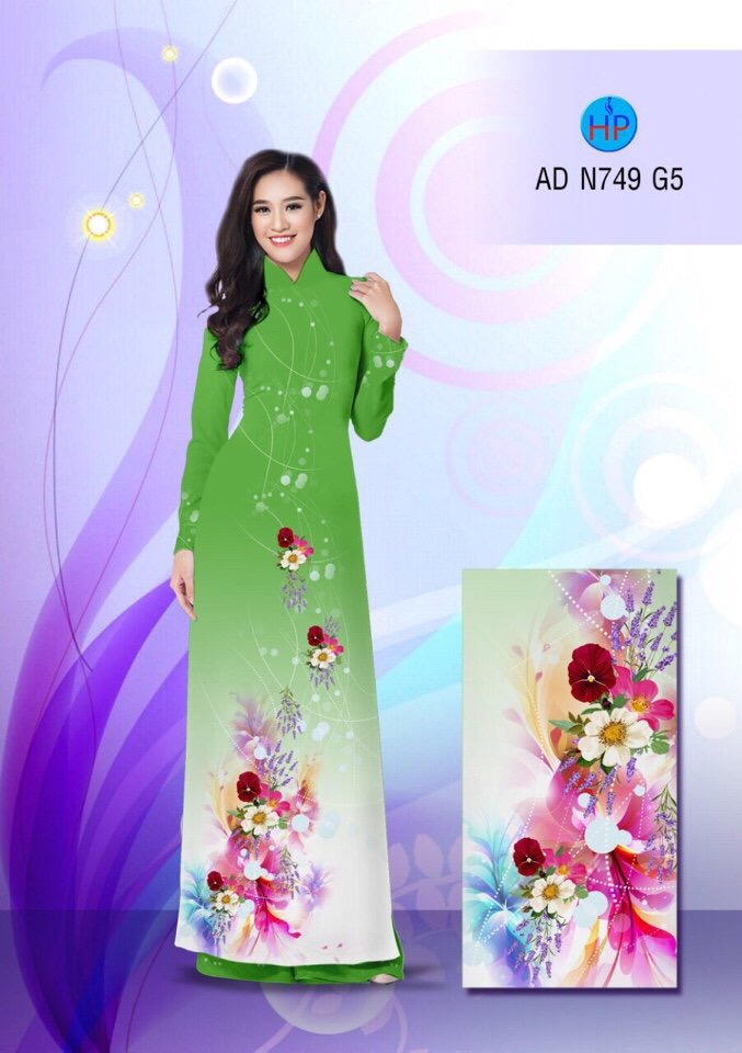 Vải áo dài hoa 3D AD N749 - Ảnh 6
