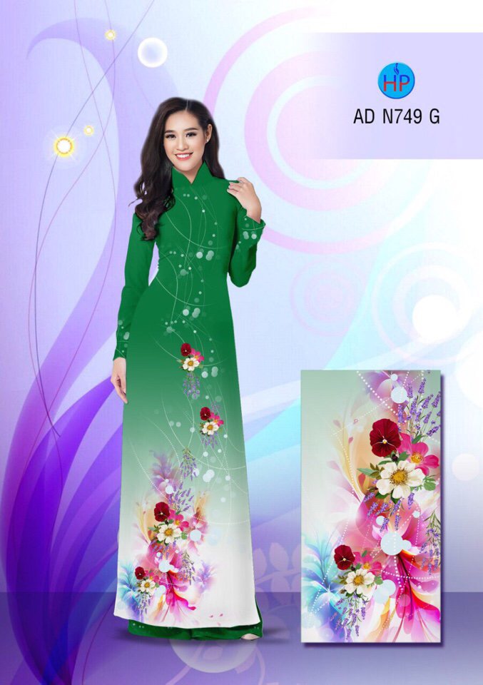 Vải áo dài hoa 3D AD N749 - Ảnh 5
