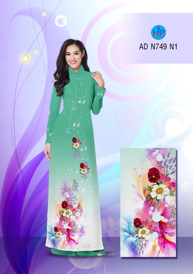 Vải áo dài hoa 3D AD N749