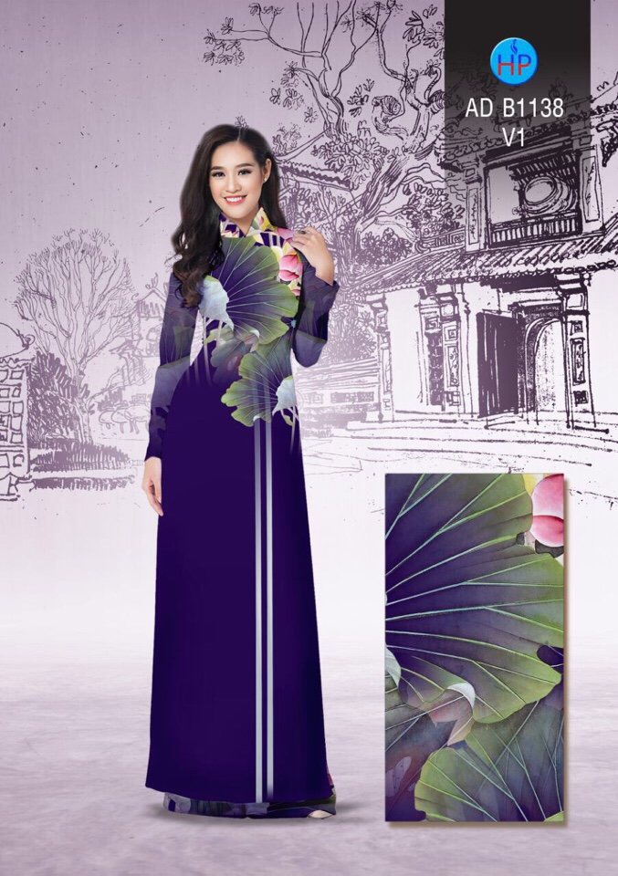 Vải áo dài hoa sen AD B1138