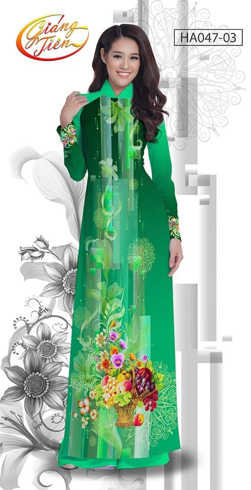 Vải áo dài lụa Thuý Nga Hoa 3D HA047 - Ảnh 6