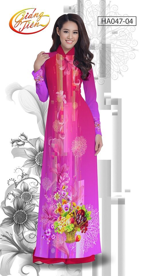 Vải áo dài lụa Thuý Nga Hoa 3D HA047 - Ảnh 4