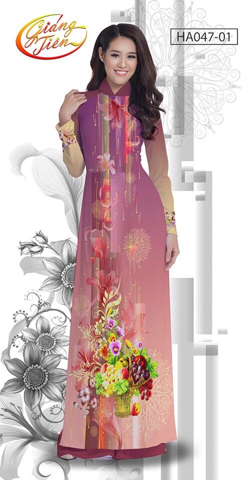 Vải áo dài lụa Thuý Nga Hoa 3D HA047 - Ảnh 2