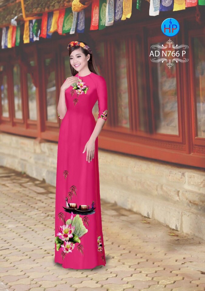 Vải áo dài hoa sen AD N766 - Ảnh 6