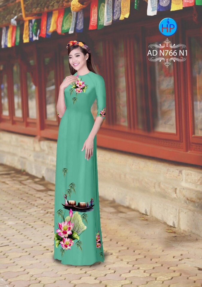 Vải áo dài hoa sen AD N766 - Ảnh 4