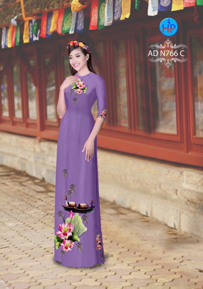 Vải áo dài hoa sen AD N766 - Ảnh 3