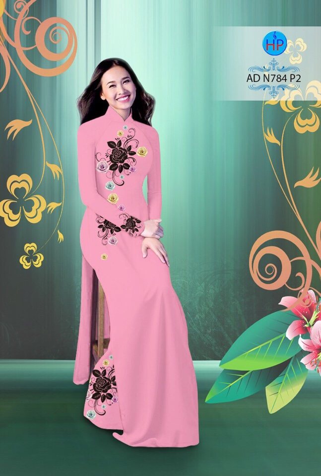 Vải áo dài hoa hồng AD N784