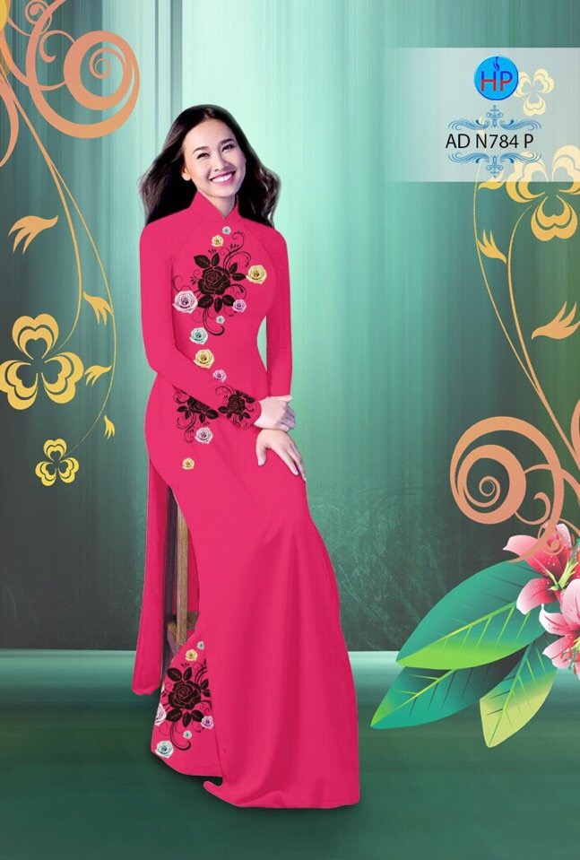 Vải áo dài hoa hồng AD N784 - Ảnh 12