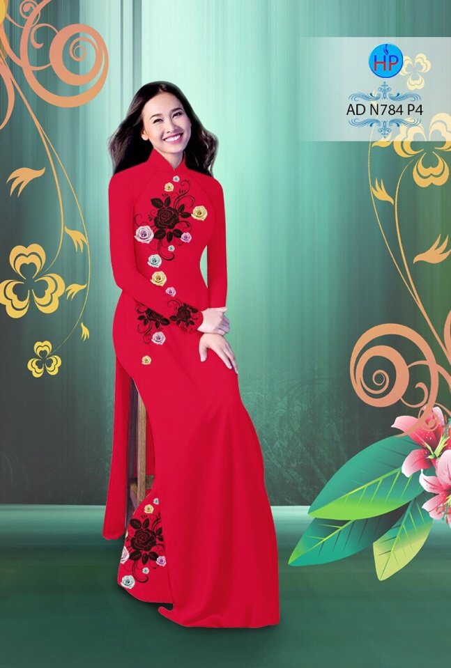 Vải áo dài hoa hồng AD N784 - Ảnh 9