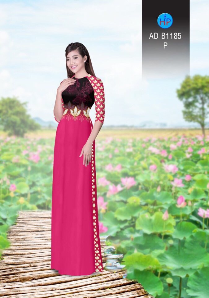 Vải áo dài hoa ngay eo AD B1185
