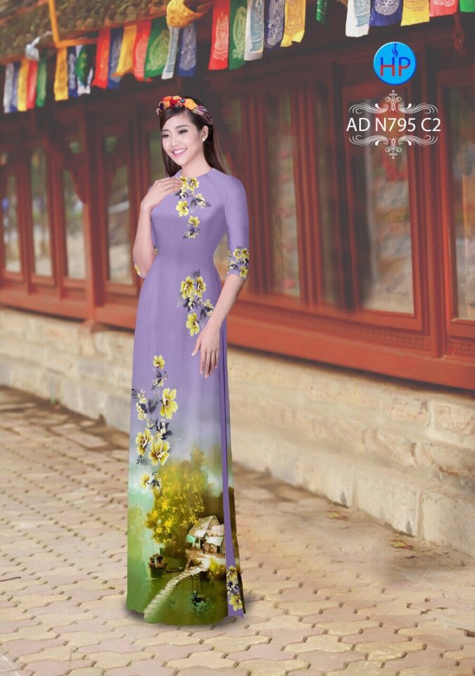 Vải áo dài phong cảnh AD N795 - Ảnh 18