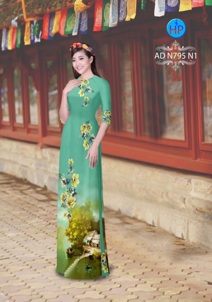 Vải áo dài phong cảnh AD N795 - Ảnh 16