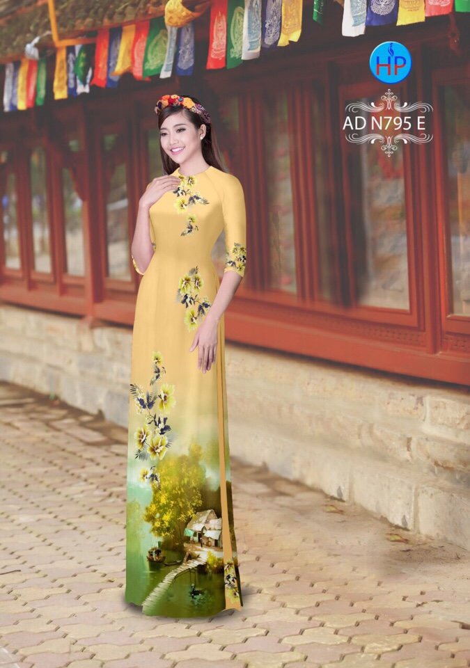 Vải áo dài phong cảnh AD N795 - Ảnh 14