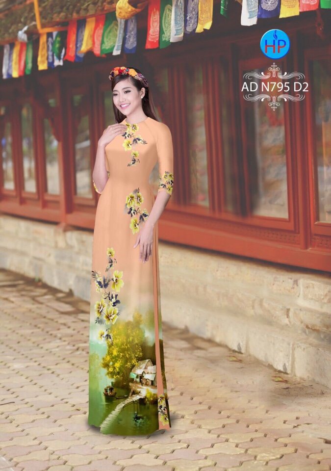 Vải áo dài phong cảnh AD N795 - Ảnh 12