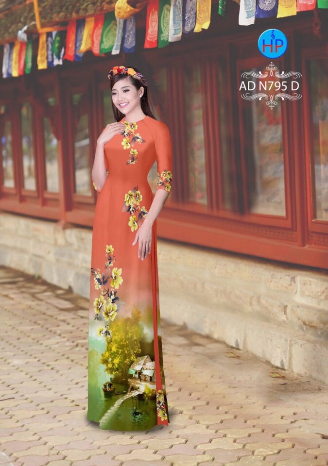 Vải áo dài phong cảnh AD N795 - Ảnh 11
