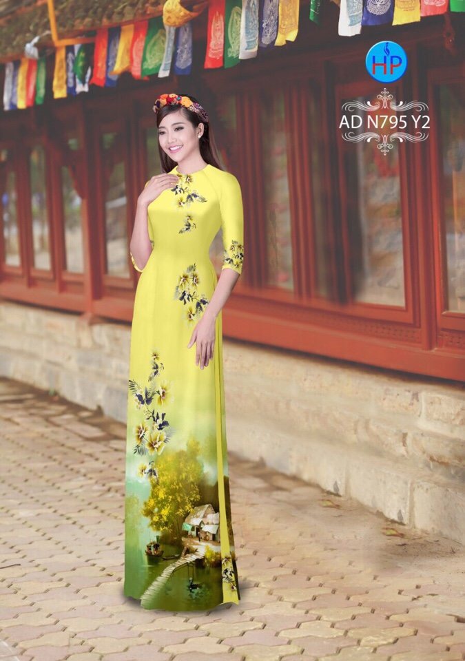 Vải áo dài phong cảnh AD N795 - Ảnh 10
