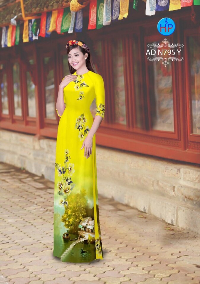 Vải áo dài phong cảnh AD N795 - Ảnh 9