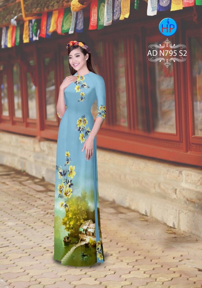 Vải áo dài phong cảnh AD N795 - Ảnh 8