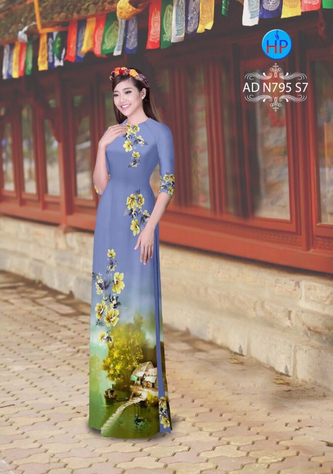 Vải áo dài phong cảnh AD N795 - Ảnh 7