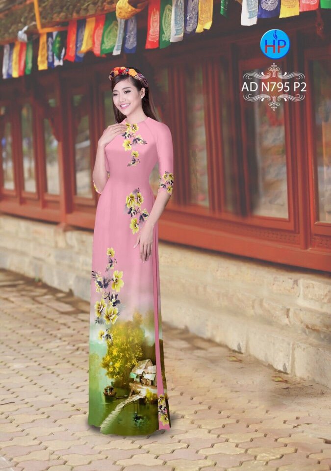 Vải áo dài phong cảnh AD N795 - Ảnh 6