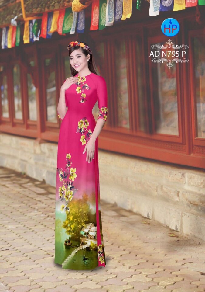 Vải áo dài phong cảnh AD N795 - Ảnh 5