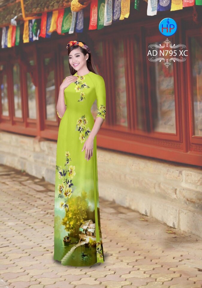 Vải áo dài phong cảnh AD N795 - Ảnh 4