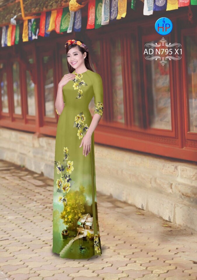 Vải áo dài phong cảnh AD N795 - Ảnh 3