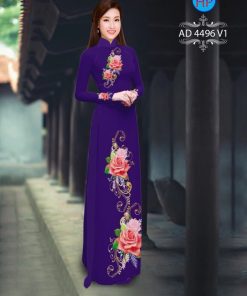 Vải áo dài hoa hồng AD 4496