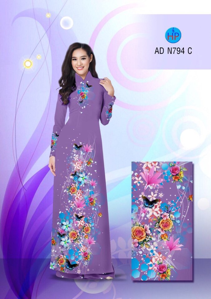 Vải áo dài hoa và bướm AD N794 - Ảnh 17