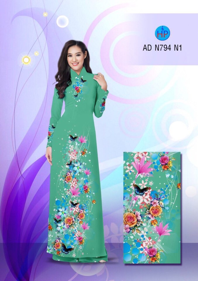 Vải áo dài hoa và bướm AD N794 - Ảnh 16