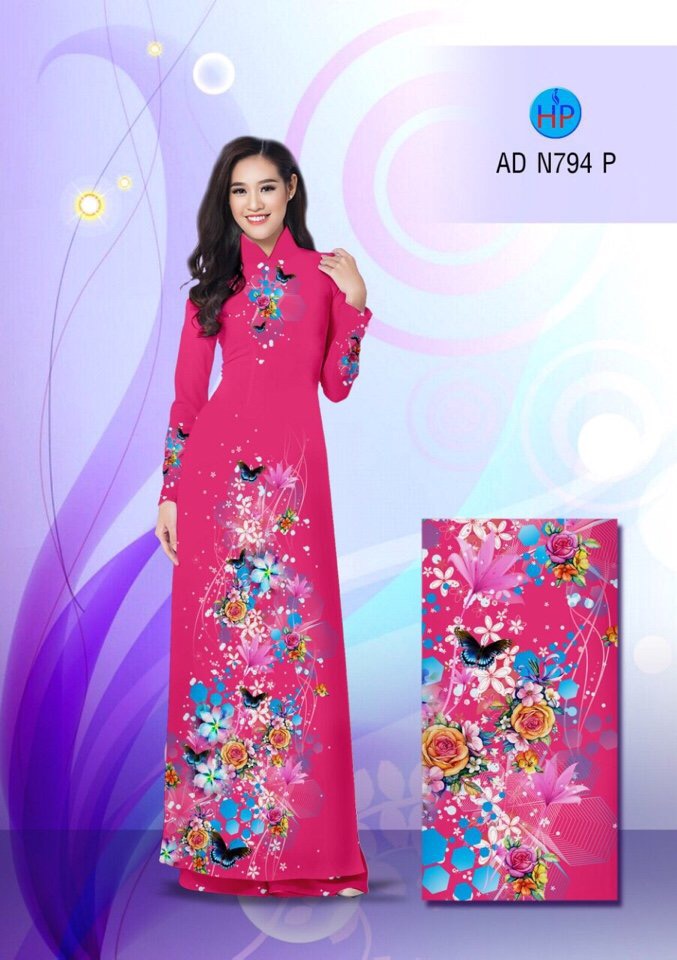 Vải áo dài hoa và bướm AD N794 - Ảnh 13