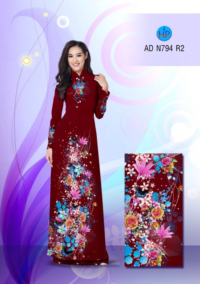 Vải áo dài hoa và bướm AD N794 - Ảnh 11