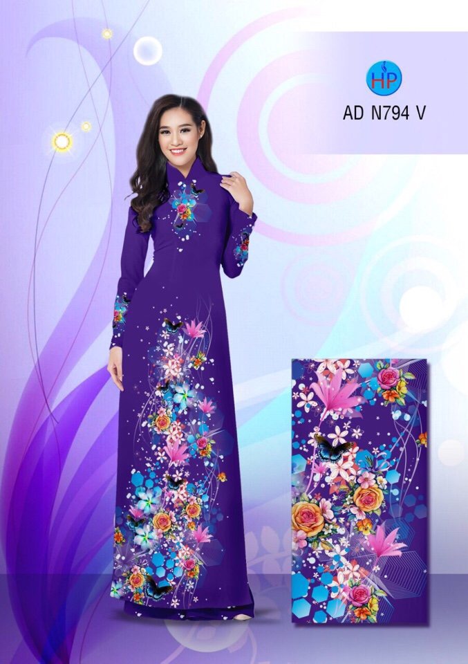 Vải áo dài hoa và bướm AD N794 - Ảnh 5