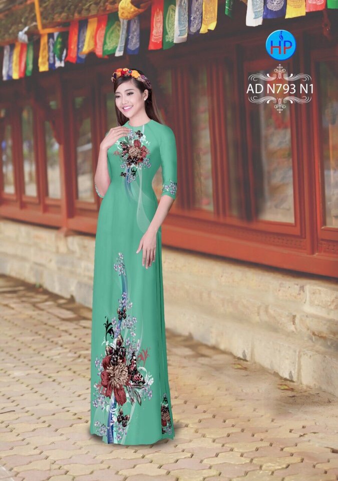 Vải áo dài hoa và bướm AD N793