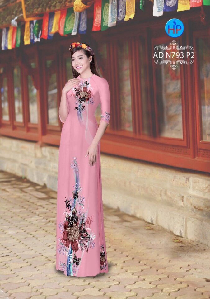 Vải áo dài hoa và bướm AD N793 - Ảnh 9