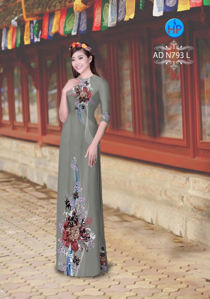 Vải áo dài hoa và bướm AD N793 - Ảnh 8