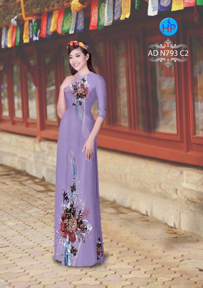 Vải áo dài hoa và bướm AD N793 - Ảnh 6