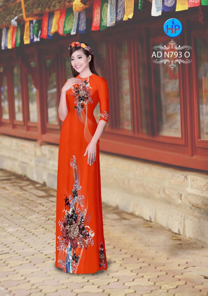Vải áo dài hoa và bướm AD N793 - Ảnh 3