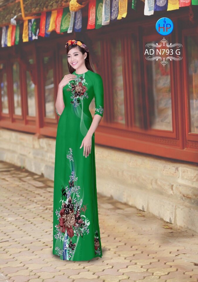 Vải áo dài hoa và bướm AD N793 - Ảnh 2