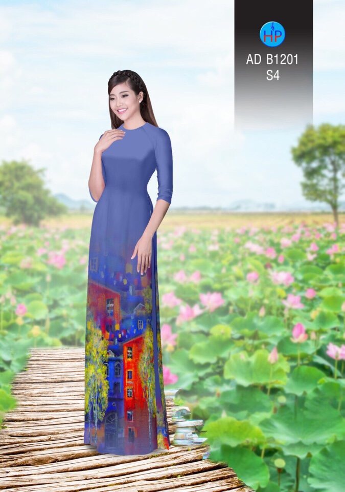 Vải áo dài phong cảnh AD B1201