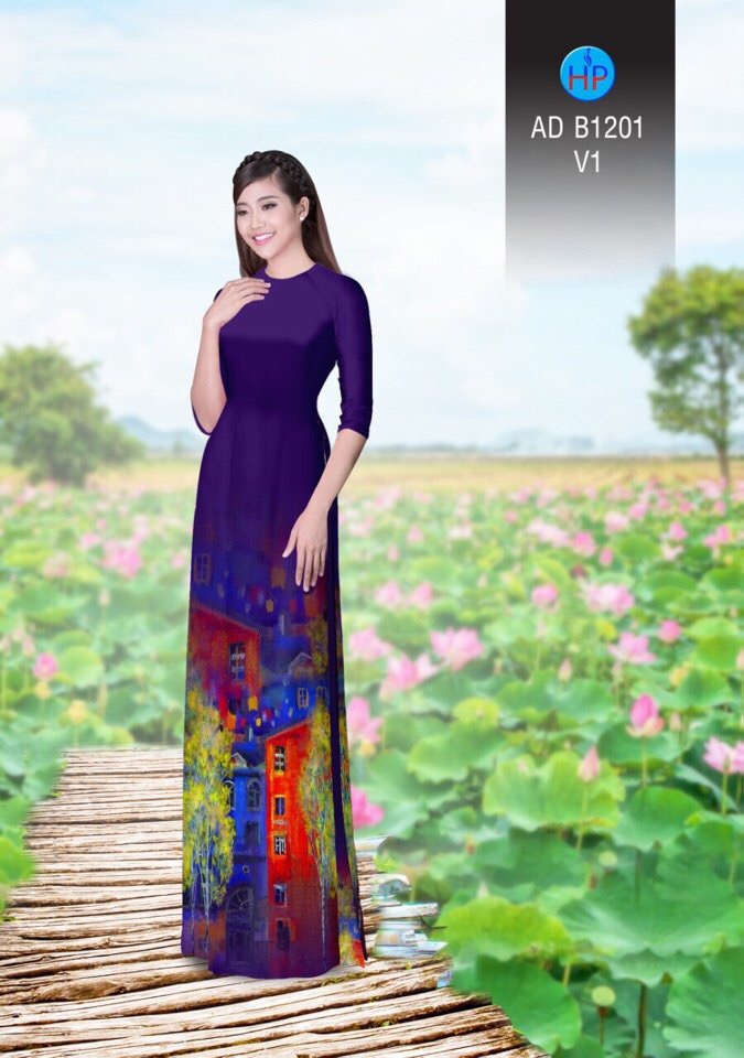 Vải áo dài phong cảnh AD B1201 - Ảnh 3